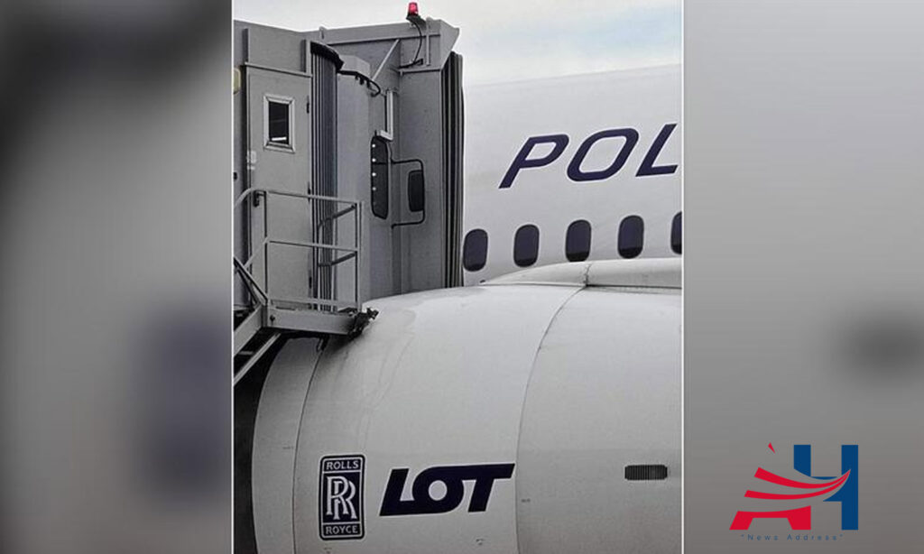 Aircraft collided with passenger gantry at the airport