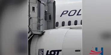 Aircraft collided with passenger gantry at the airport