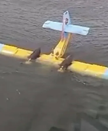 Fire Fighting Aircraft Submerged in Water Due to Technical Failure