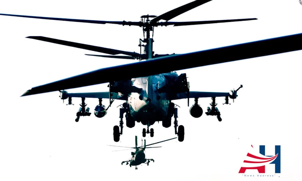 Ka-52 Helicopters Conduct Airstrikes in Kursk, Russia