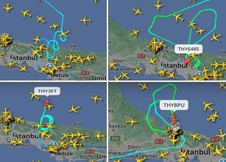 Severe Lodos Wind Disrupts Flights in Istanbul: Planes Circling in the Air