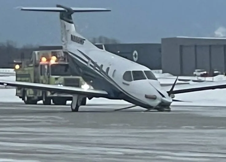 Emergency Landing for Pilatus PC-12 After Tug Bar Left Attached