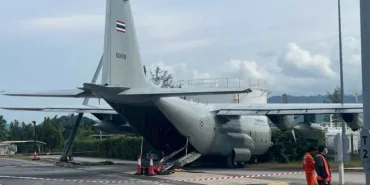 RTAF C-130 Aircraft Overshoots Runway at Samui Airport
