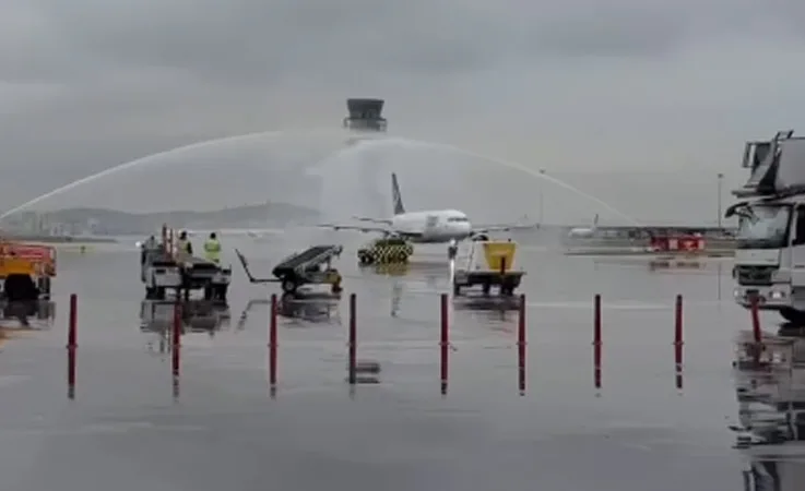 Water Salute Ceremony and Meaningful Welcome for the Champions at Sabiha Gökçen Airport