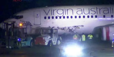 Virgin Australia 737 collided with ground vehicle. The aircraft was closed with tape