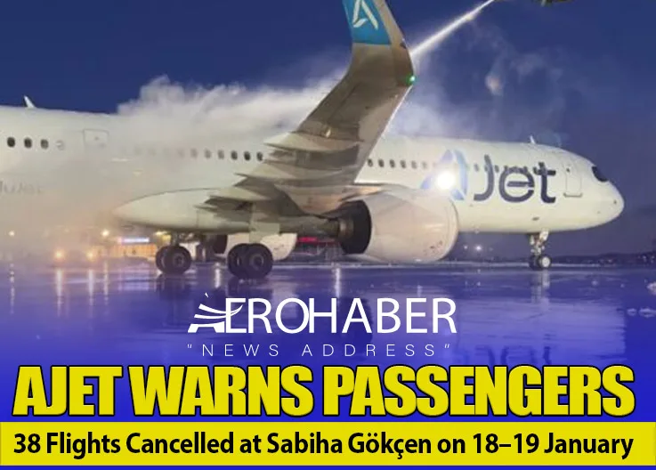 AJet Warns Passengers: 38 Flights Cancelled at Sabiha Gökçen on 18–19 January