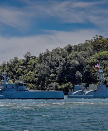 Unmanned Surface Vessel Division One’s (USVDIV-1) unmanned surface vessels (USVs) Ranger, Mariner, Seahawk and Sea Hunter arrived in Sydney, Australia, for a scheduled port visit October 24, 2023 ahead of their participation in the Integrated Battle Prob